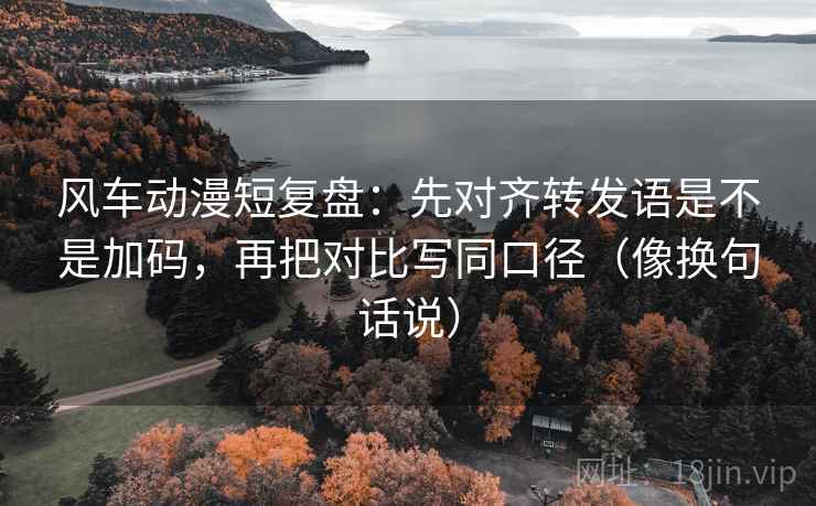 风车动漫短复盘：先对齐转发语是不是加码，再把对比写同口径（像换句话说）