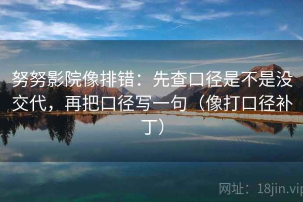 努努影院像排错：先查口径是不是没交代，再把口径写一句（像打口径补丁）